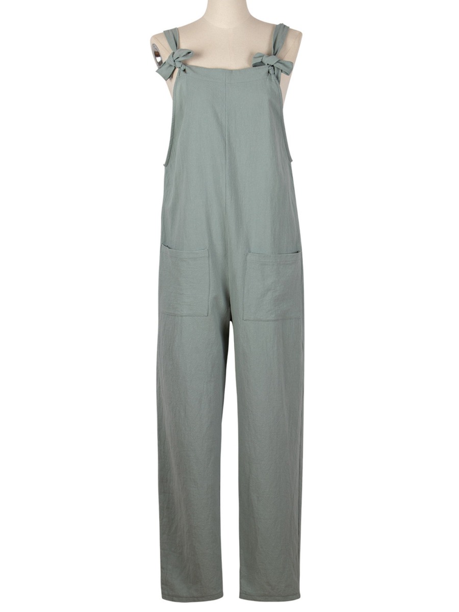 Pocket Front Bowtie Overall Jumpsuit