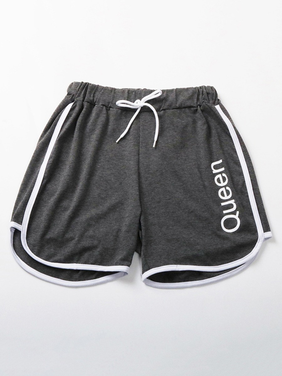 Contrast Queen Letter Sports Booty Shorts
