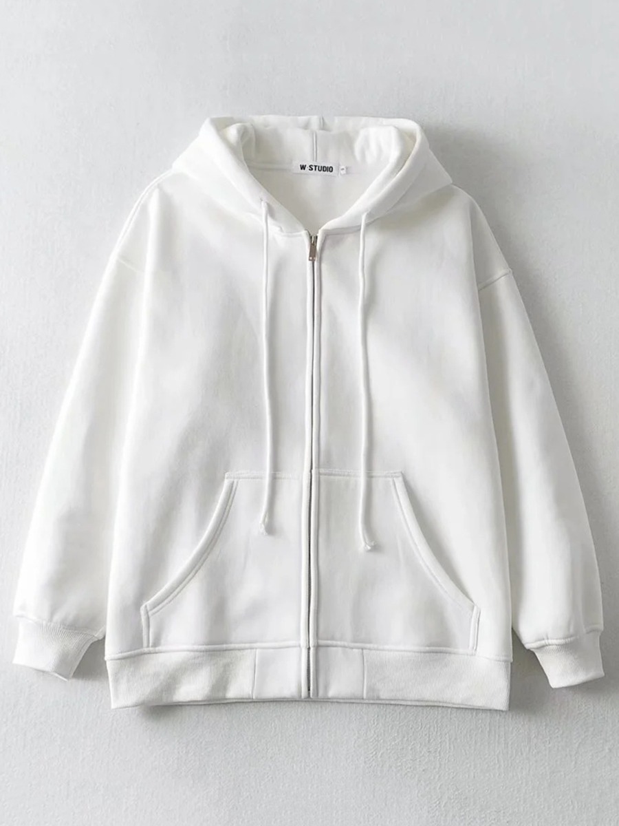 Hooded Collar Cashmere Lining Zip-up Jacket