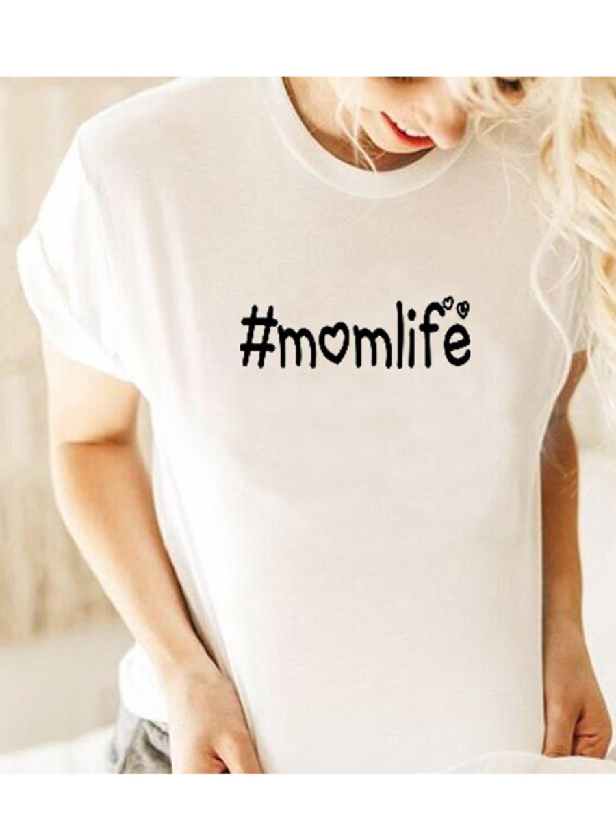 Mom Life Letter Print Casual T-shirt