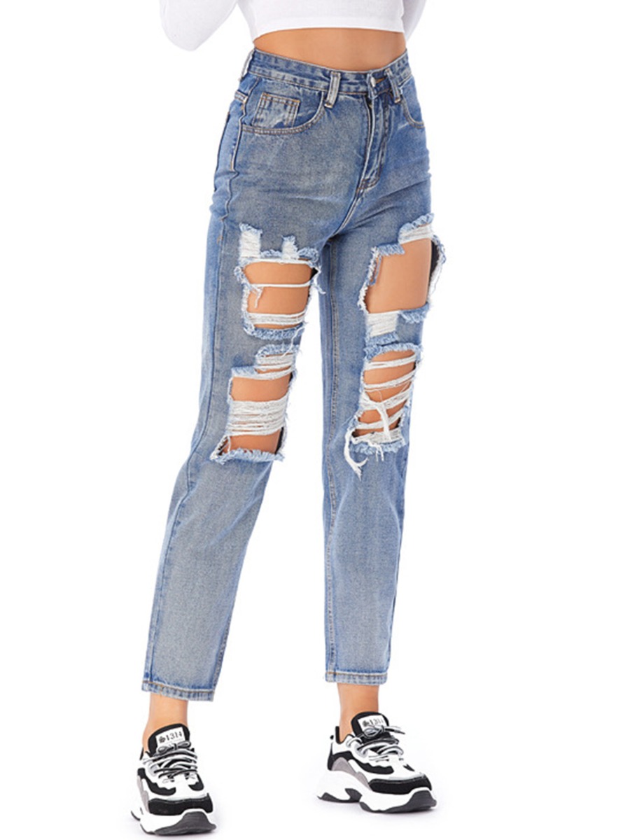 High-rise Ripped Mom Jeans