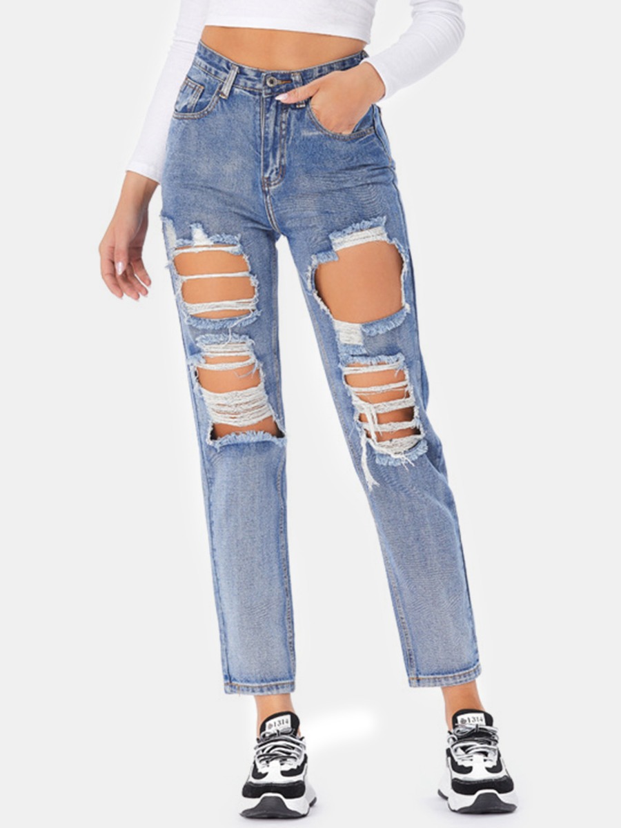 High-rise Ripped Mom Jeans