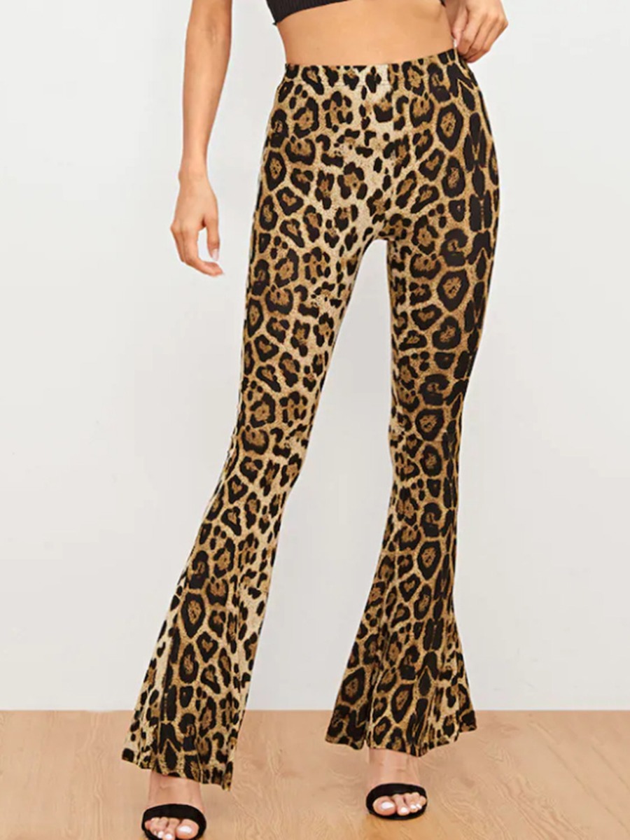 High-rise Leopard Print Bootcut Pants