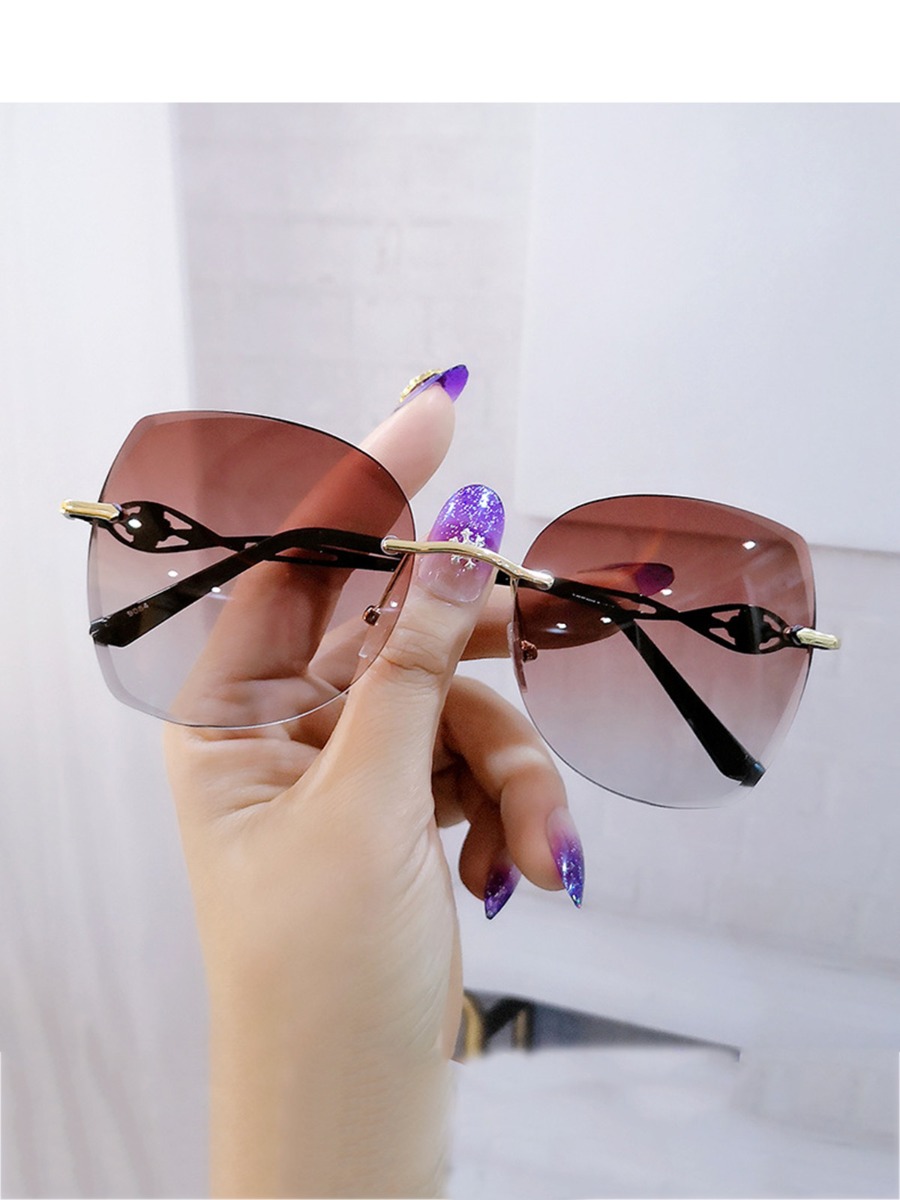 Gradient Tinted Lens Rimless Sunglasses