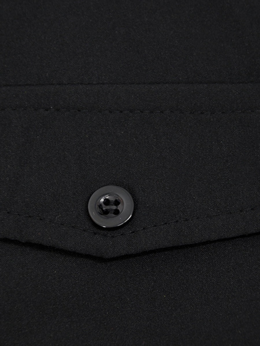 Elastic Waist Button Decor Plain Shirt Jumpsuit