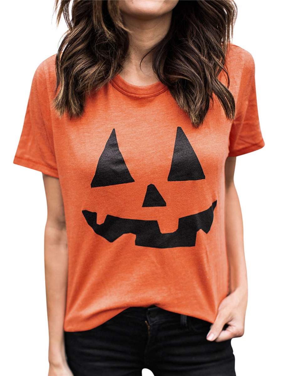 Halloween Raglan Sleeve Devil Smile Print Tee Shirt
