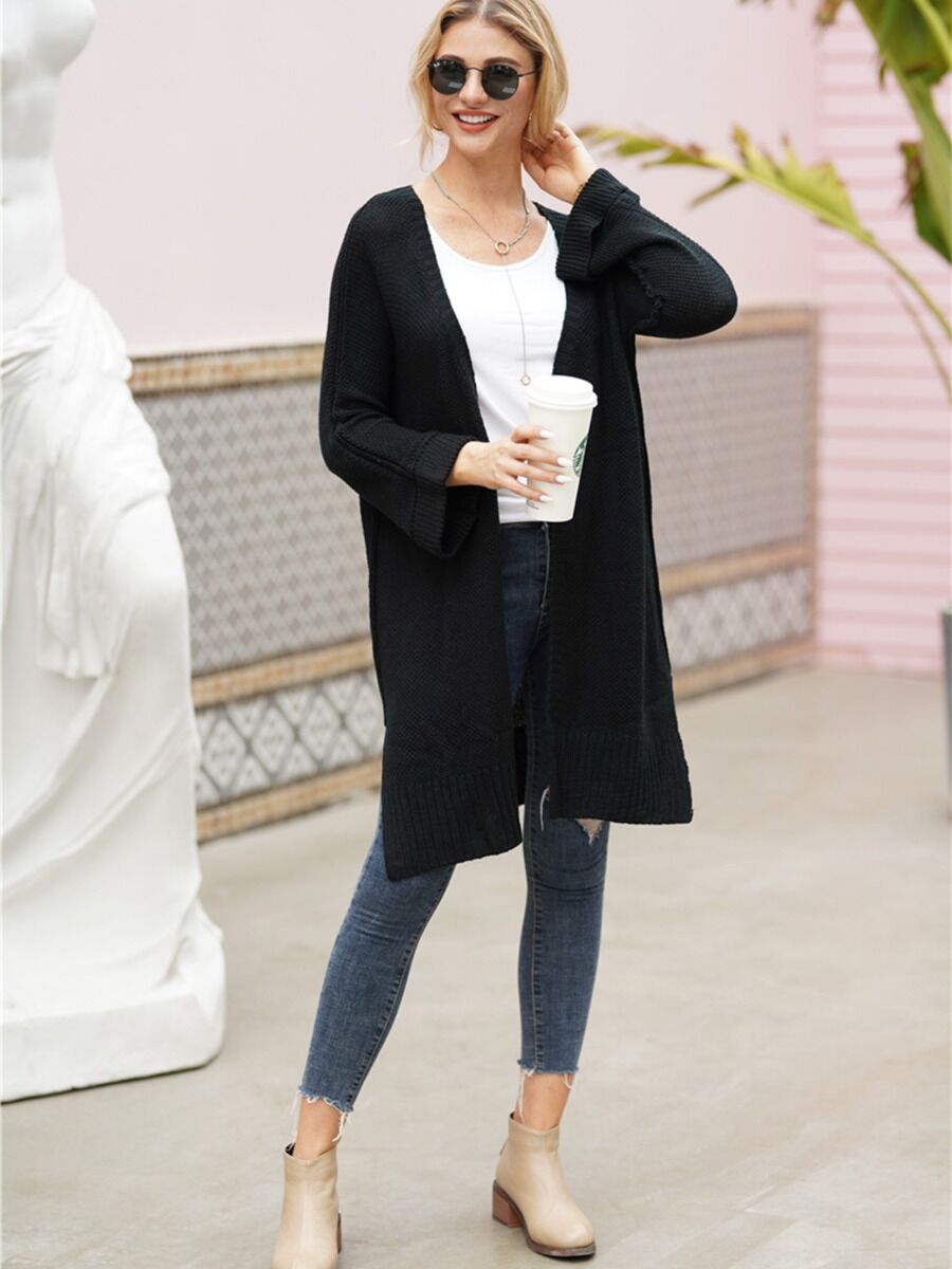 shestar wholesale Solid Color Pocket Knitted Cardigan Outerwear