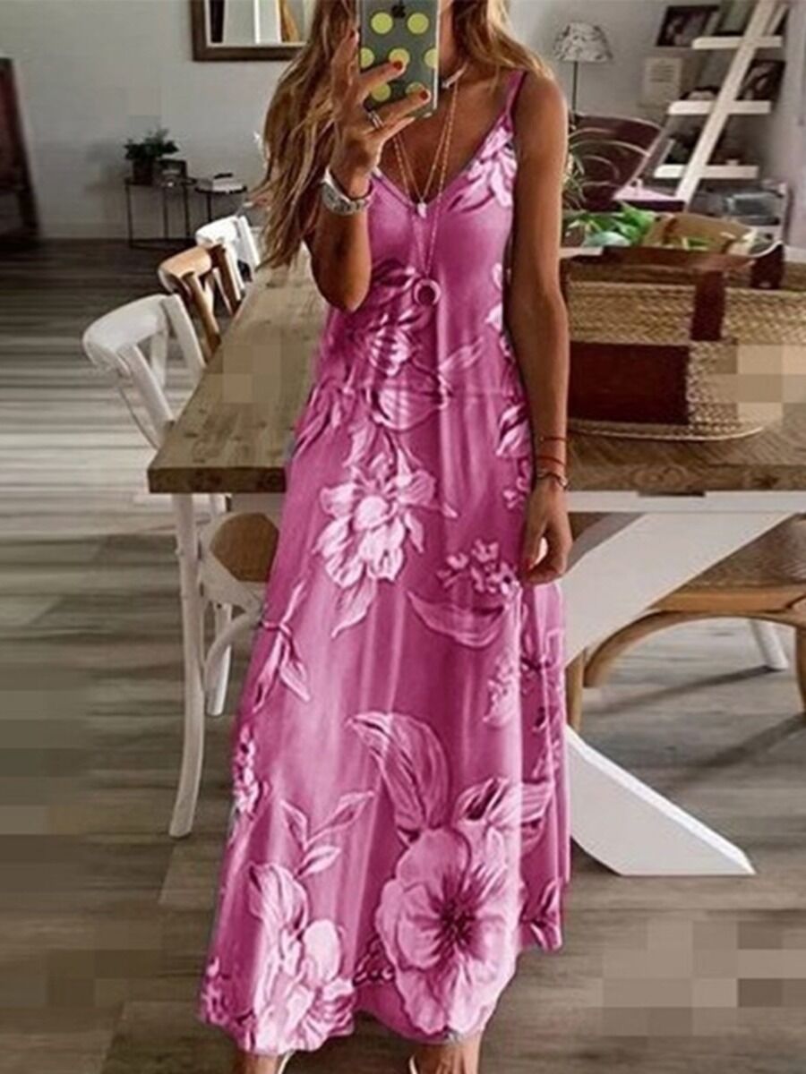 shestar wholesale Sexy Slim Fit Floral Print Cami Maxi Dresses