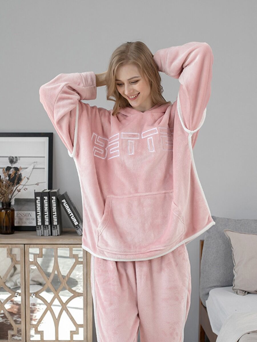shestar wholesale Better Flannel Hoodie Match Pajamas Pants Lounge Outfit