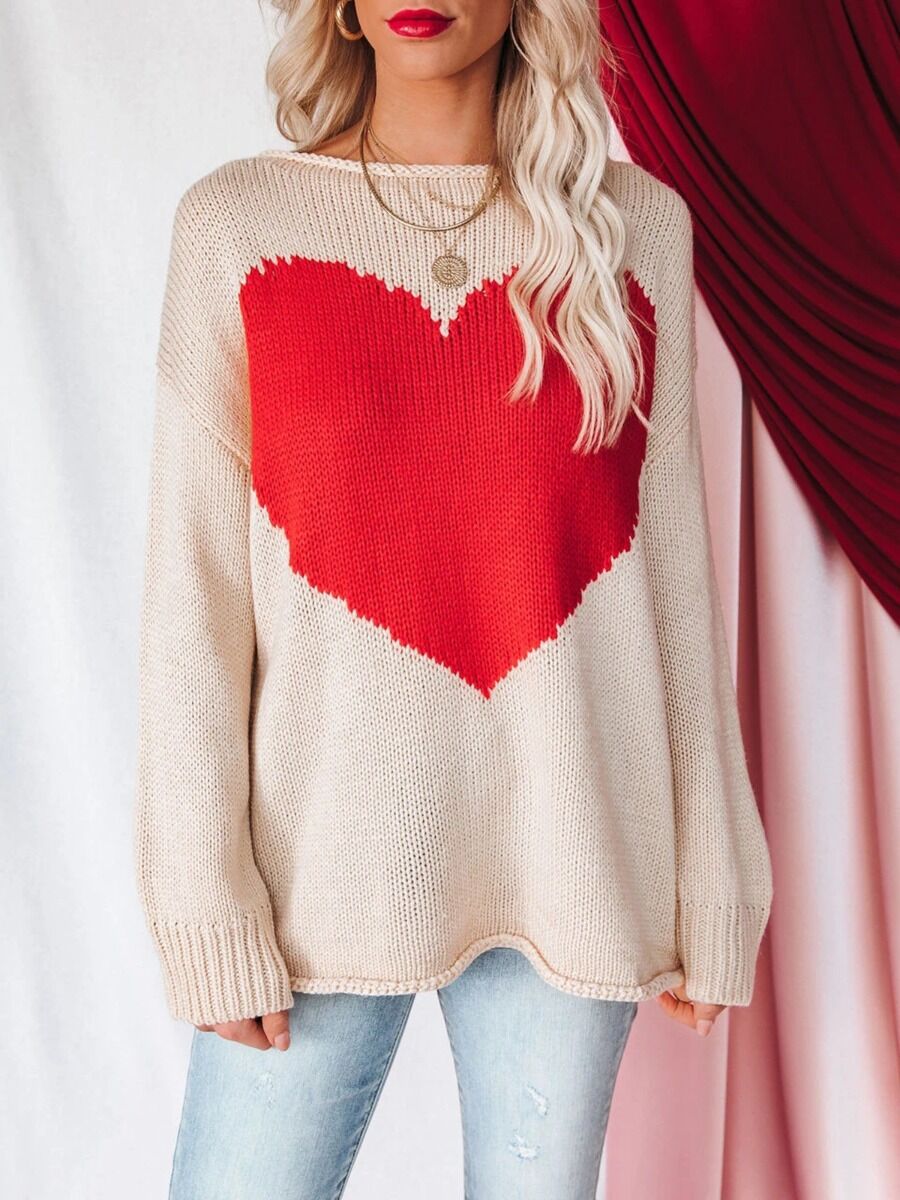 Red Love Heart Knitted Sweater