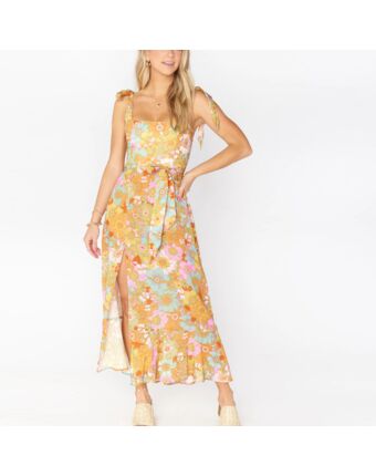 Fashion Suspender Slim Slit Elegant Lace-Up Floral Dress Wholesale Dresses SDN539601