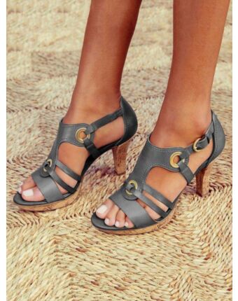Women Open Toe Ring Detail Heeled Sandals