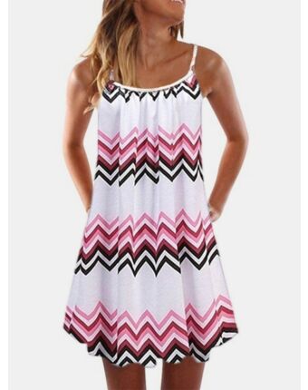 Color Blocking Stripe Frill Cami Dress