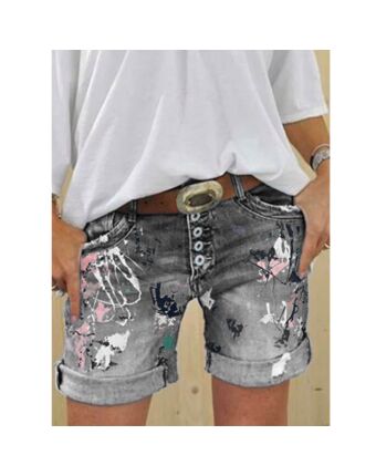 Casual Printed Button Washed-Out Wholesale Jeans SSHN360592