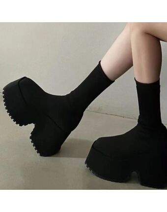 Thick Heel Knitted Stretch Boots Wholesale Women's High Heels N3824011000075