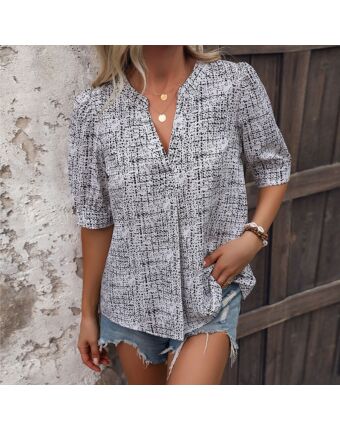 Short Sleeve Stand Collar Shirt Wholesale Womens Clothing N3824022600087