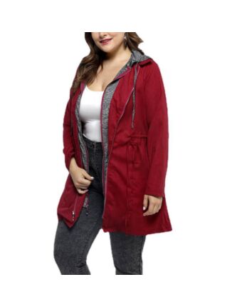 Mid-Length Fake Two Pieces Cotton Coat With Hood Jackets Wholesale Plus Size Clothing SSPSAE20033