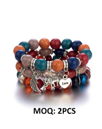 LOVE Pendant Texture Boho Beaded Bracelet Bohemian Accessories Wholesale Vendors SJEN536511