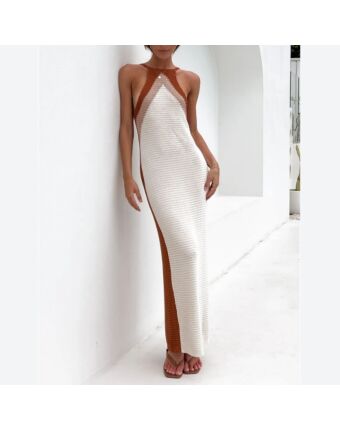 Off Shoulder Slim Knitted Wholesale Maxi Dresses Vacation Dresses Beach SD202883