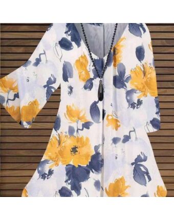 Flared Sleeves Printed V-Neck Casual Wholesale Dresses ST191700