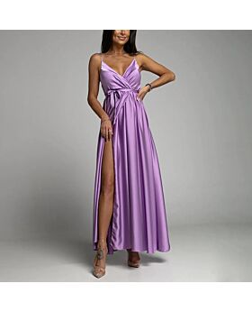 Satin Solid Color Party Suspenders Elegant High Slit Dress Wholesale Dresses N462303280017217