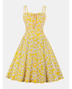 Daisy Print Tie Front Cami Dress