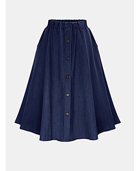A-line Button Front Denim Skirts