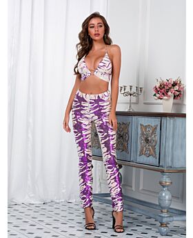 Sexy Sequins Buckle Bralette Match Pants Partywear Outfits