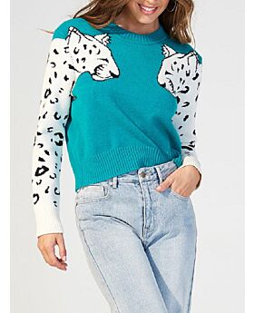 Cartoon Cheetah Leopard Knitwear Sweater