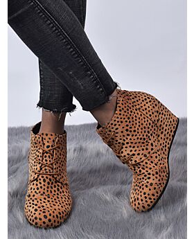 Polka Dots Lace-up Slope Women Single's Boots