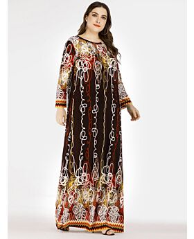 Plus Size Arab Flower Graphic Maxi Dress