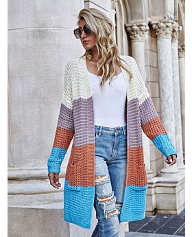 Color blocking Pocket Crochet Cardigan