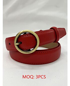 Adjustable Solid Color Leather Belt