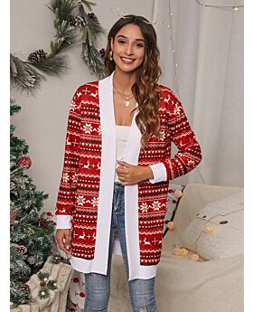 All-over Printed Christmas Jersey Cardigan