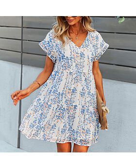 Summer Printed Loose Casual Chiffon Smocked Dress Wholesale Dresses SDN535589