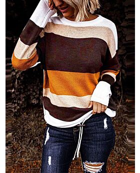 Hit-color Stripe Knitting Top