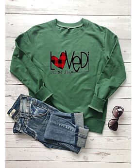 Loved Plaid Heart Crewneck Pullover