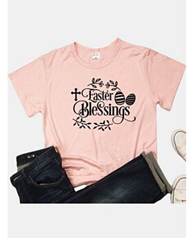 Easter Blessings Pattern Round Neck Tee