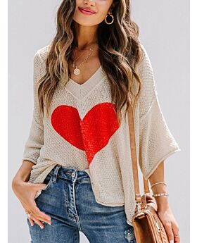 Valentine's Day Love Heart Jacqaurd Knitted Top