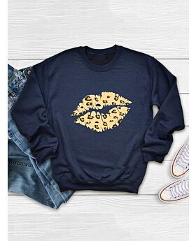 Leopard Lips Print Sweatshirt