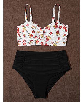 Wholesale Plus Size Clothing Floral Two-piece Bikini Swimsuit