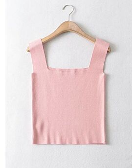 Square Collar Solid Jersey Tank Top