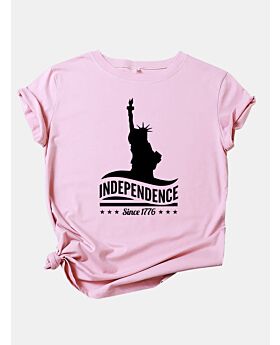 Independence Day Letter Print T-shirt