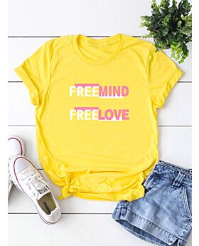 Free Mind Free Love Slogan Print T-shirt