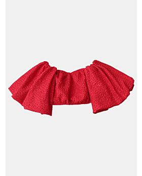 Off Shoulder Puff Sleeve Solid Cropped Blouse
