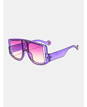 One-piece Punk Rivet Decor Hollow Multicolor Frame Sunglasses