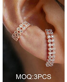 C-shaped Double Row Diamond Stud Earrings