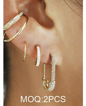 Solid Mini Paper Clip Diamond Earrings