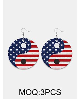 Round Independence Day Pattern Round Earrings