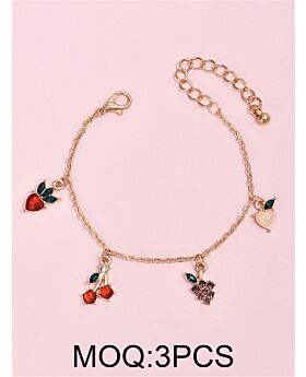 Cherry Grape Apple Peach Pendant Bracelet